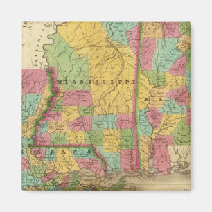 Karte von Louisiana Mississippi und Alabama Magnet