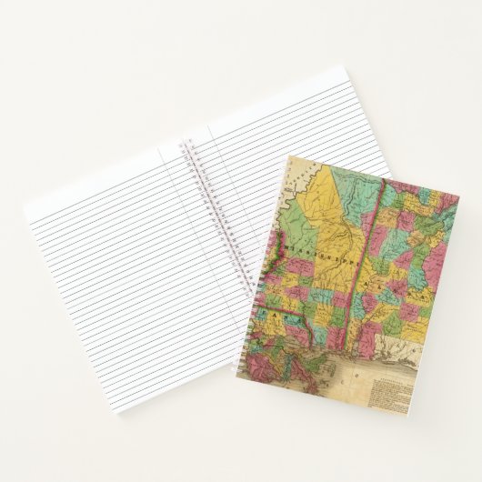 Karte von Louisiana Mississippi und Alabama Notizblock (Innenseite)