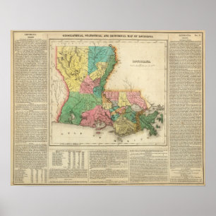 Karte von Louisiana Poster