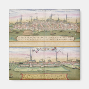 Karte von Lubeck und Hamburg, von 'Civitates Orbis Magnet