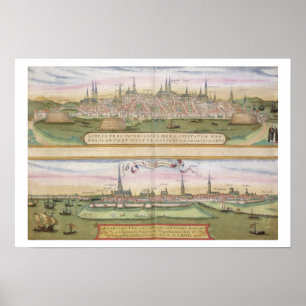 Karte von Lubeck und Hamburg, von 'Civitates Orbis Poster