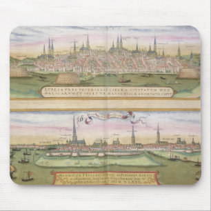 Karte von Lübeck und von Hamburg, von 'Civitates Mousepad