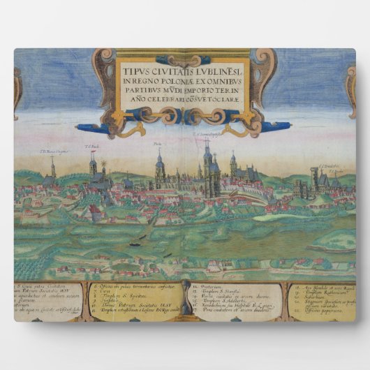 Karte von Lublin, von "Civitates Orbis Terrarum" v Fotoplatte (Vorderseite)