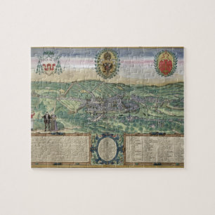 Karte von Lüttich, von "Civitates Orbis Terrarum" Puzzle