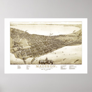Karte von Madison, Wisconsin ab 1885 Poster