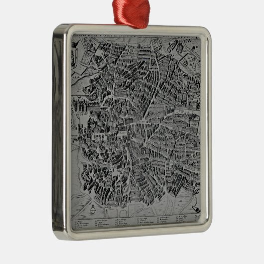 Karte von Madrid Silbernes Ornament (Rechts)