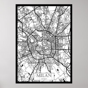 Karte von Mailand Italien Poster
