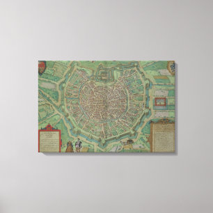 Karte von Mailand, von "Civitates Orbis Terrarum" Leinwanddruck