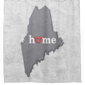 Karte von MAINE mit ZUHAUSE und HERZEN Duschvorhang (Vorderseite)