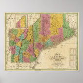 Karte von Maine New Hampshire und Vermont Poster (Vorne)