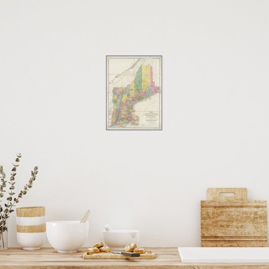 Karte von Maine, New Hampshire, Vermont Poster (Küche)