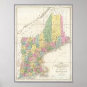 Karte von Maine, New Hampshire, Vermont Poster (Vorne)