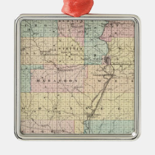 Karte von Marathon County Silbernes Ornament