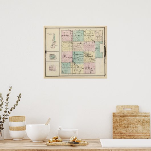 Karte von Marquette Landkreis & Westfield Poster (Küche)