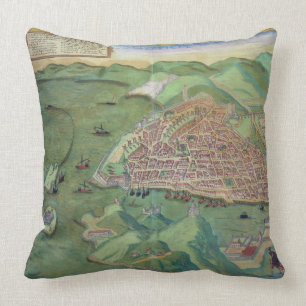 Karte von Marseille, von 'Civitates Orbis Terrarum Kissen