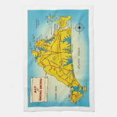 Karte von Martha's Vineyard Geschirrtuch (Vertikal)
