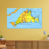 Karte von Marthas Weinberg MA Leinwanddruck (Insitu (Wohnzimmer))