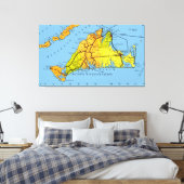 Karte von Marthas Weinberg MA Leinwanddruck (Insitu (Schlafzimmer))