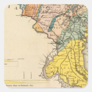 Karte von Maryland und von Bezirk Columbia Quadratischer Aufkleber