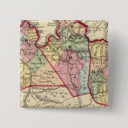Karte von Mason, Jackson, Roane Landkreis Button (Vorderseite)