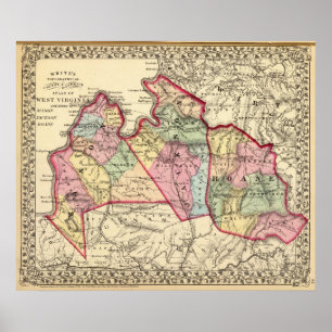 Karte von Mason, Jackson, Roane Landkreise Poster