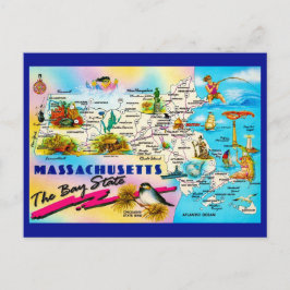 Karte von Massachusetts als Postkarte