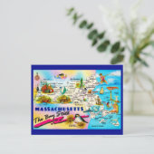 Karte von Massachusetts als Postkarte (Stehend Vorderseite)