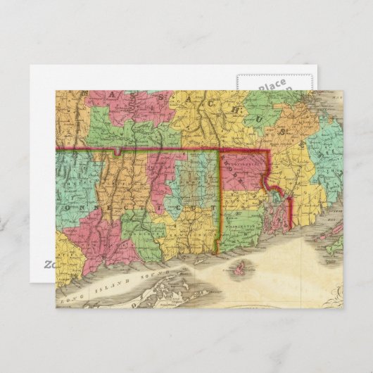 Karte von Massachusetts Connecticut und Rhode Isla (Vorne/Hinten)