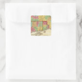 Karte von Massachusetts Connecticut und Rhode Isla Quadratischer Aufkleber (Tasche)