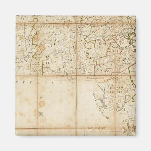 Karte von Massachusetts Magnet (Vorne)