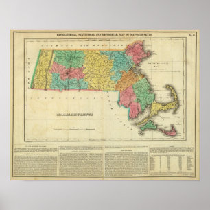 Karte von Massachusetts Poster