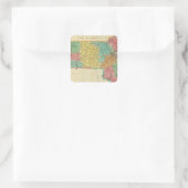 Karte von Massachusetts Quadratischer Aufkleber (Tasche)