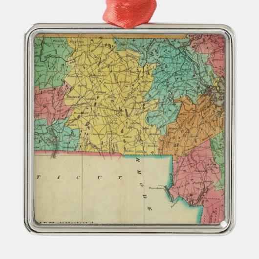 Karte von Massachusetts Silbernes Ornament (Vorne)