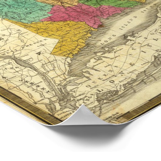 Karte von Massachusetts und Connecticut Poster (Ecke)