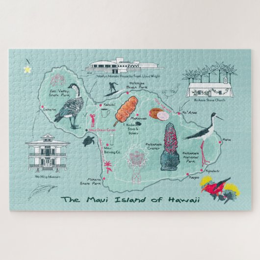 Karte von Maui, Hawaii Jigsaw Puzzle (Horizontal)