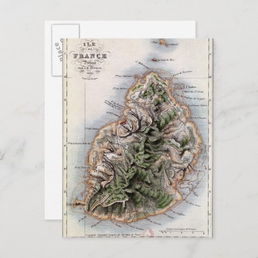 Karte von Mauritius, Abbildung "Paul et Virginie" (Vorne/Hinten)