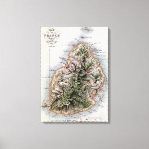 Karte von Mauritius, Abbildung "Paul et Virginie" Leinwanddruck