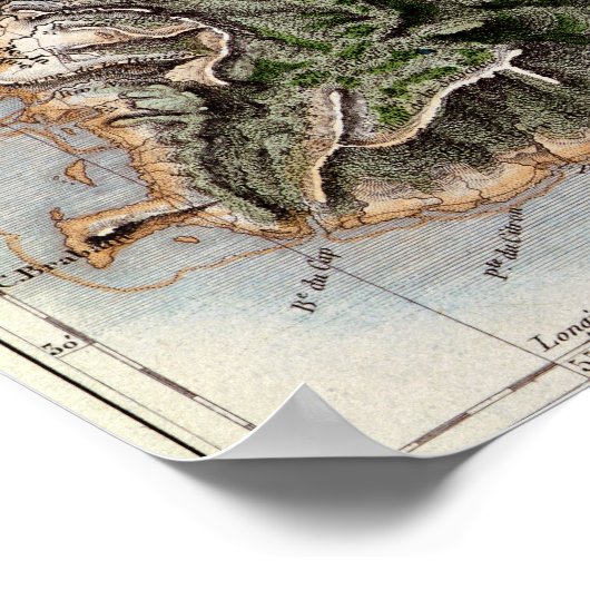 Karte von Mauritius, Abbildung "Paul et Virginie" Poster (Ecke)