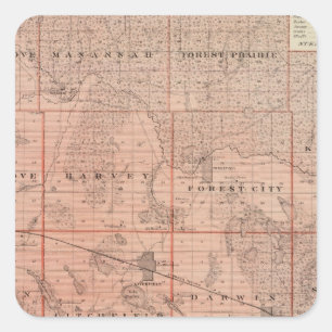 Karte von Meeker County, Minnesota Quadratischer Aufkleber