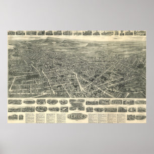 Karte von Meriden Connecticut ab 1918 Poster