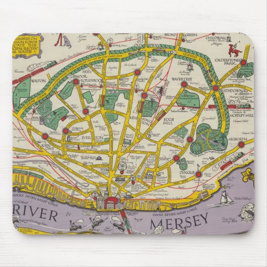 Karte von Merseyside, Liverpool Mousepad (Vorne)