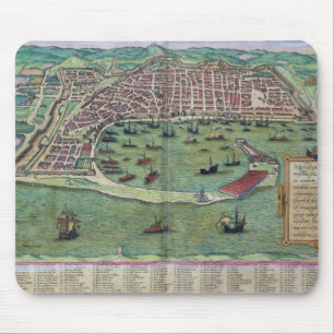Karte von Messina, von "Civitates Orbis Terrarum" Mousepad