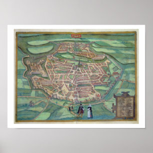 Karte von Metz, von "Civitates Orbis Terrarum" Poster