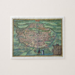 Karte von Metz, von "Civitates Orbis Terrarum" Puzzle