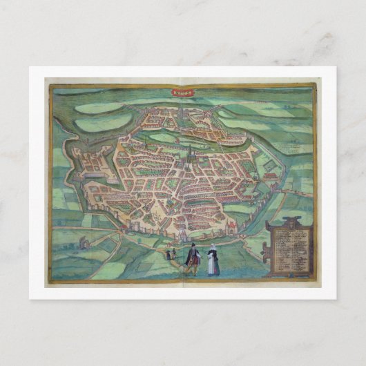 Karte von Metz, von 'Civitates Orbis Terrarum' von (Vorderseite)