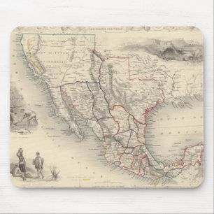 Karte von Mexiko, Kalifornien und Texas Mousepad