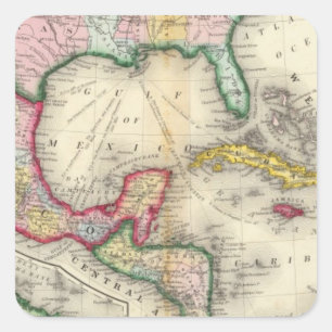 Karte von Mexiko, Mittelamerika Quadratischer Aufkleber