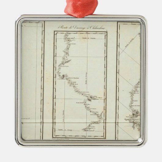 Karte von Mexiko Stadt nach Santa Fe New Mexico Silbernes Ornament (Vorne)