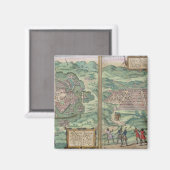 Karte von Mexiko und Cuzco, von 'Civitates Orbis T Magnet (Vorderseite/Rückseite)