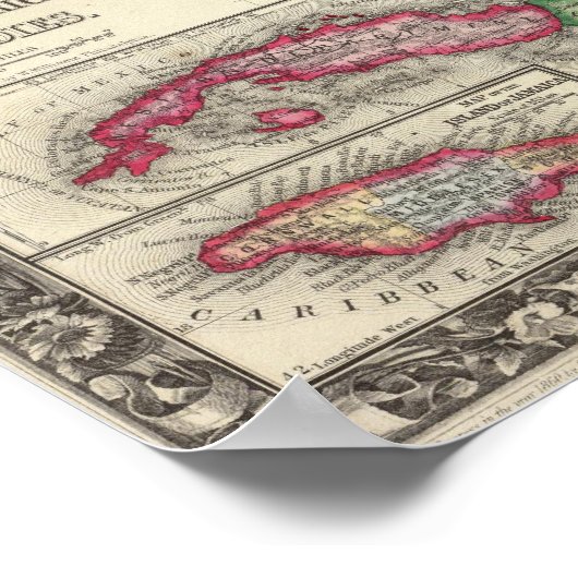 Karte von Mexiko, Zentralamerika Poster (Ecke)